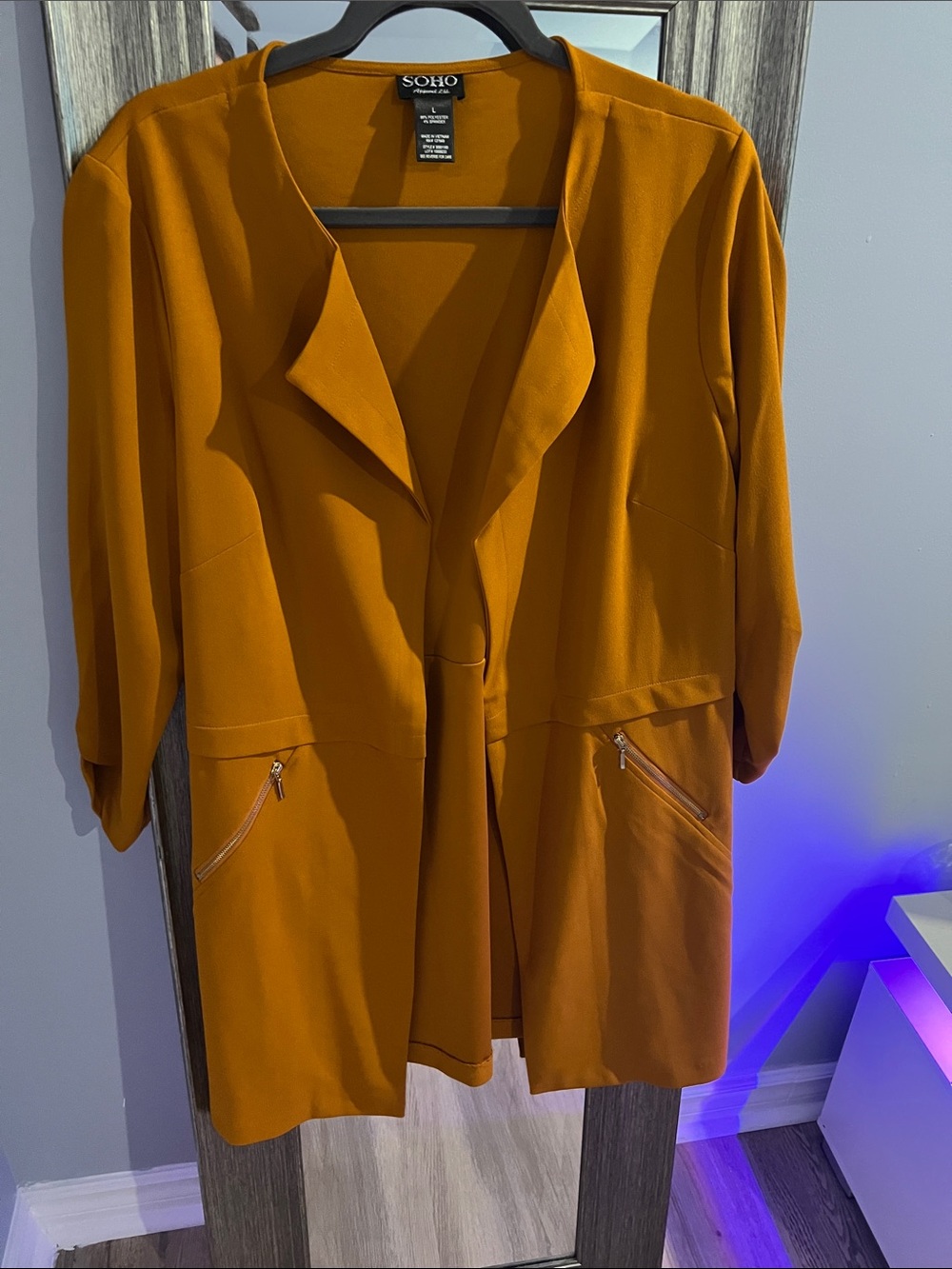 SOHO Women's Open Front Longline Jacket - Burnt Orange